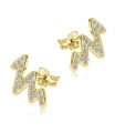 Sharp Wavy Line With CZ Stone Silver Ear Stud STS-5492